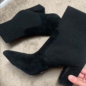Worn once - black pointed toe suede sock bootie!
